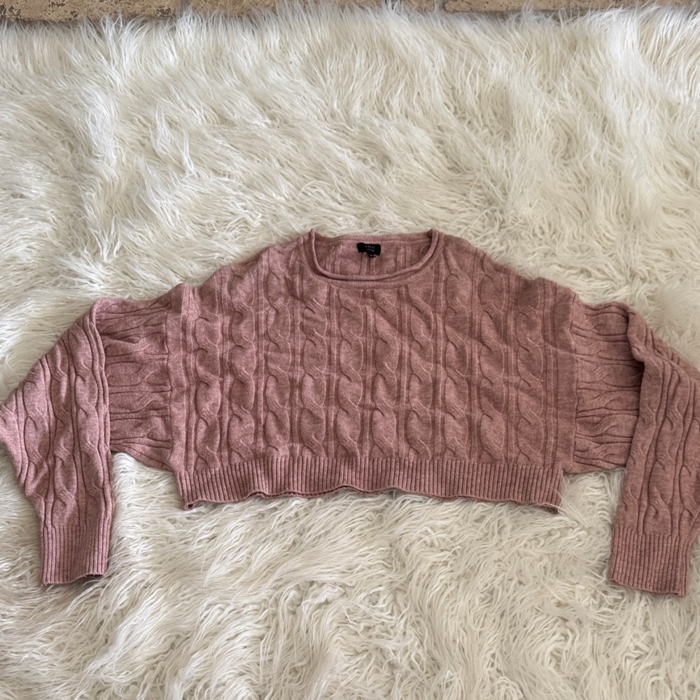 Debut Mauve Cable Knit Cropped Sweater